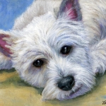 Waiting Westie, Westhighland White Terrier Painting by Hope Lane